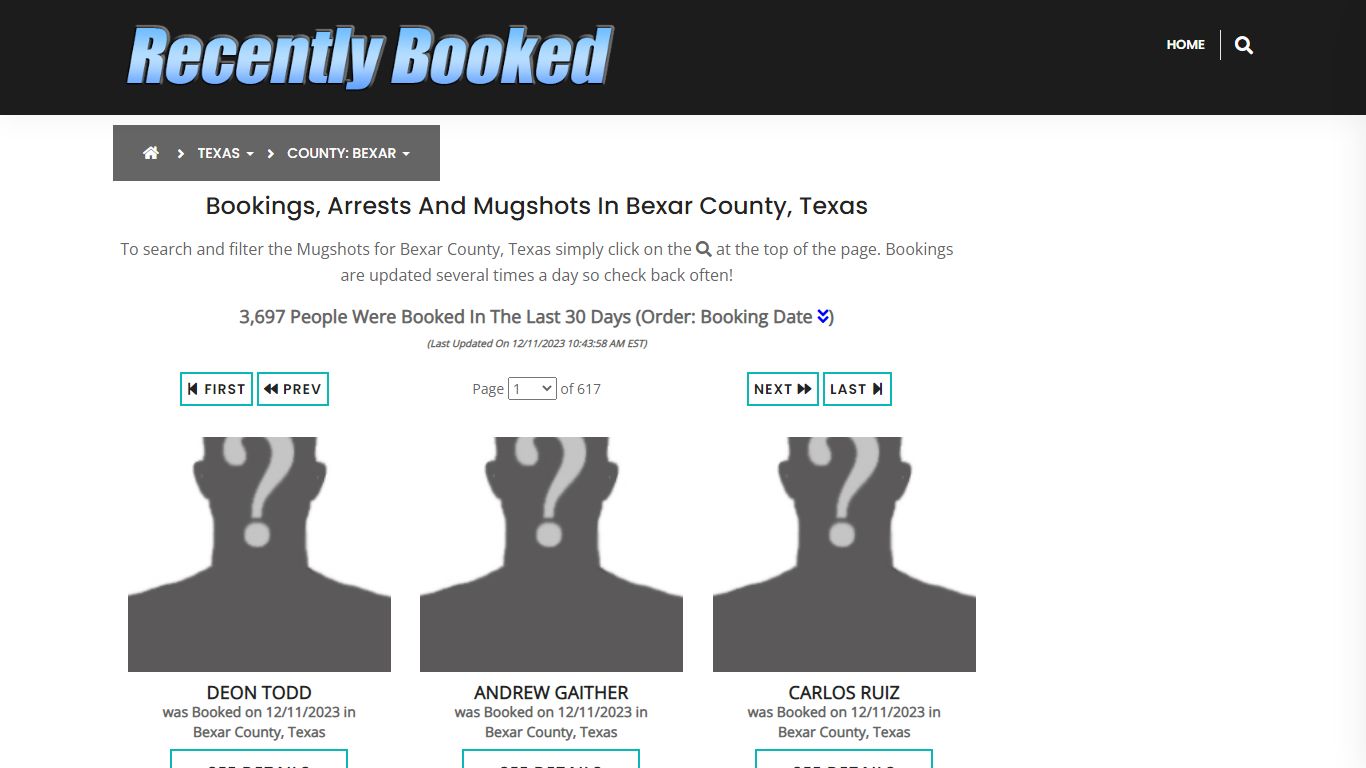 Recent bookings, Arrests, Mugshots in Bexar County, Texas - Recently Booked